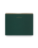 Appointed top-bound 24-25 Weekly Task Planner with brass wire-o binding and gold foil details || Hunter Green