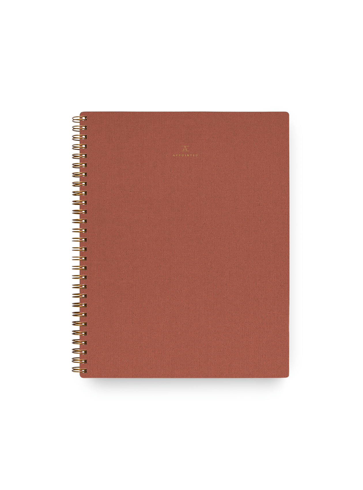 The Appointed Notebook in Sienna with bookcloth covers, gold foil stamped details, and wire-o binding || Sienna