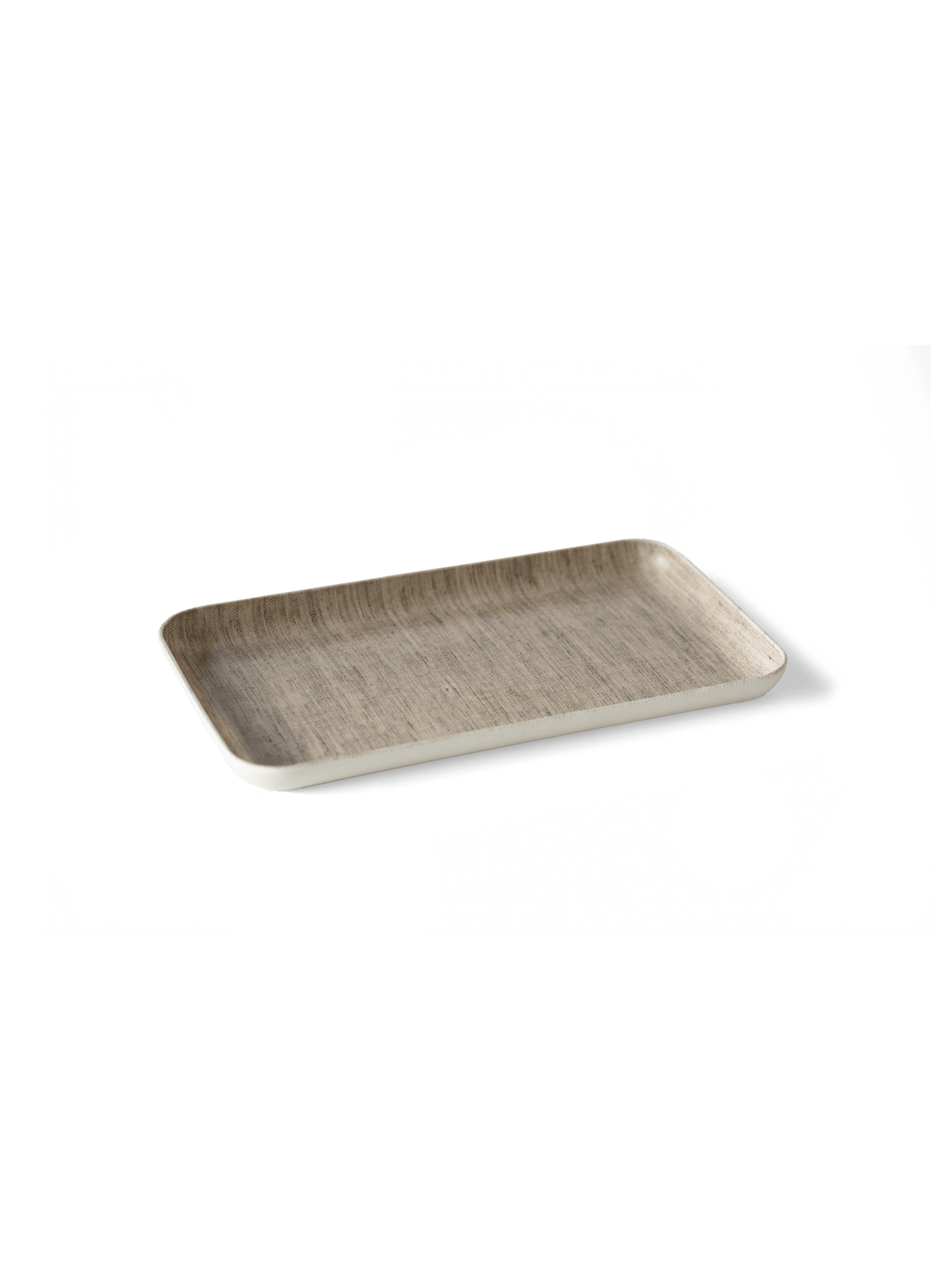 Fog Linen Coated Tray Side Angle View || Natural Linen