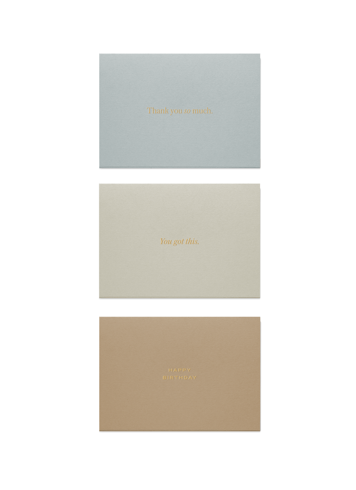 Assorted Card set with embossing and foil stamped details. 