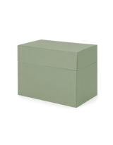 Angled view of Sage Card Keeper, lid on || Sage Green