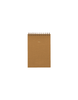 Appointed Ideas Notepad front cover view with bookcloth cover, gold foil details, and top-bound wir-o || Teak