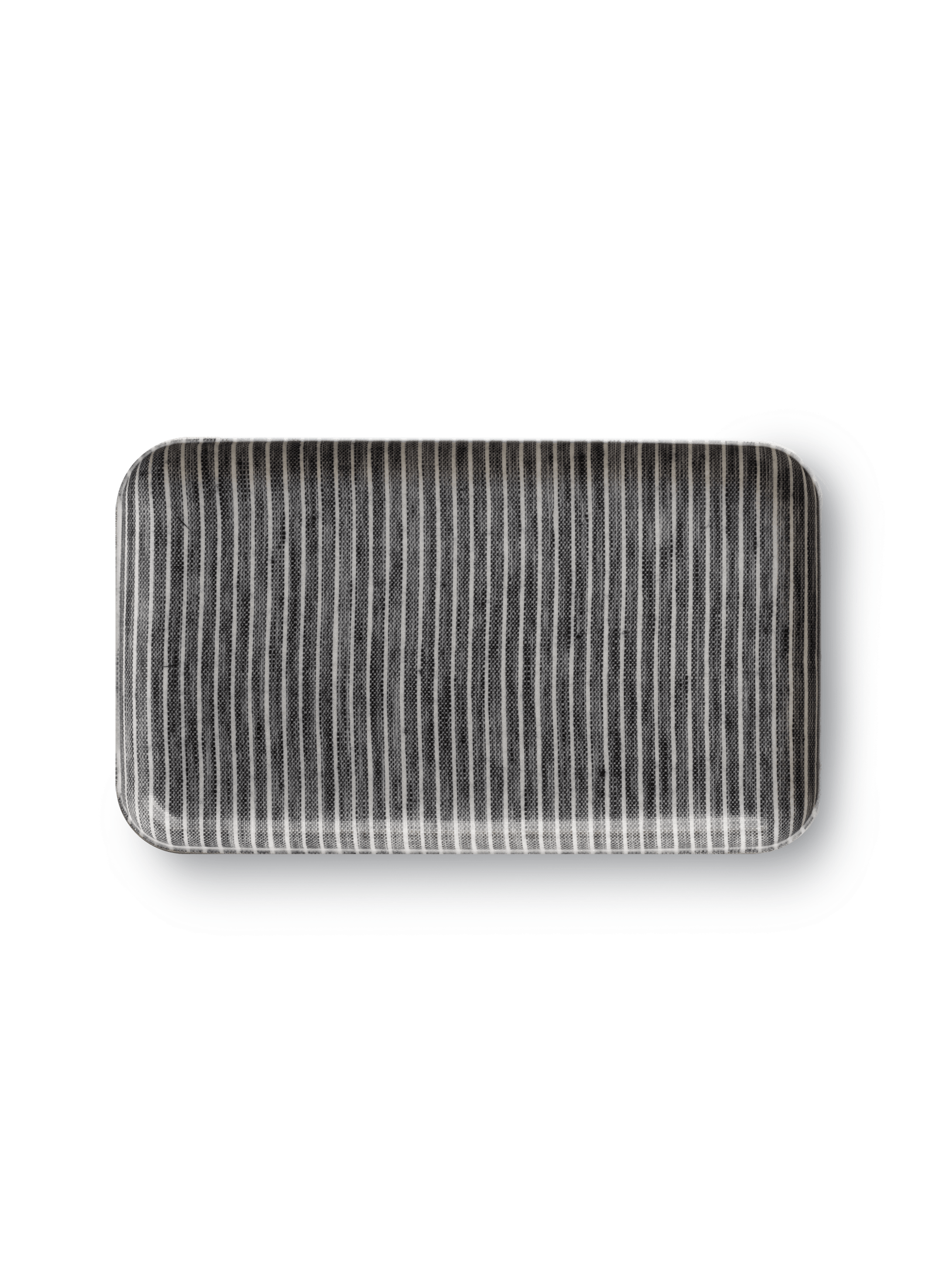 Fog Linen Coated Tray || Gray/White Stripe