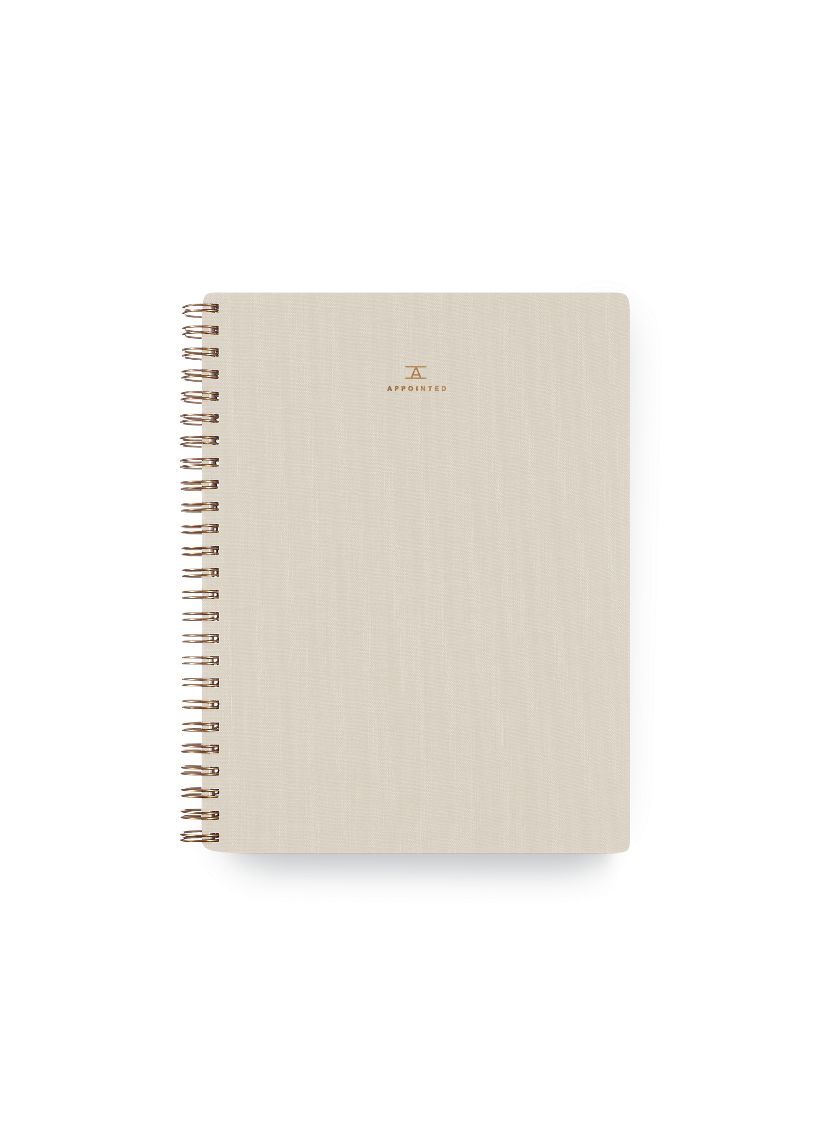 Appointed Workbook in Natural Linen bookcloth with brass wire-o binding front cover || Natural Linen