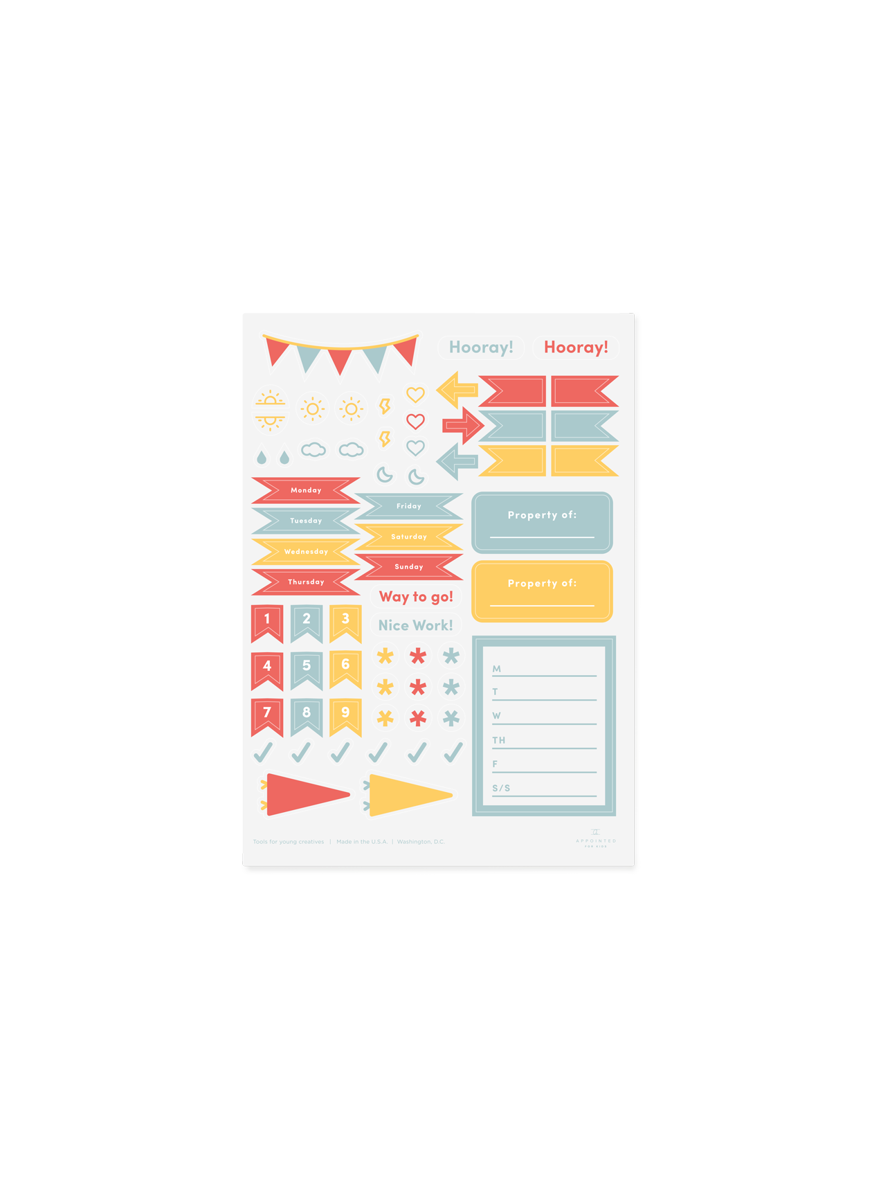 Appointed Kids Daily organization Sticker Set in multiple colors