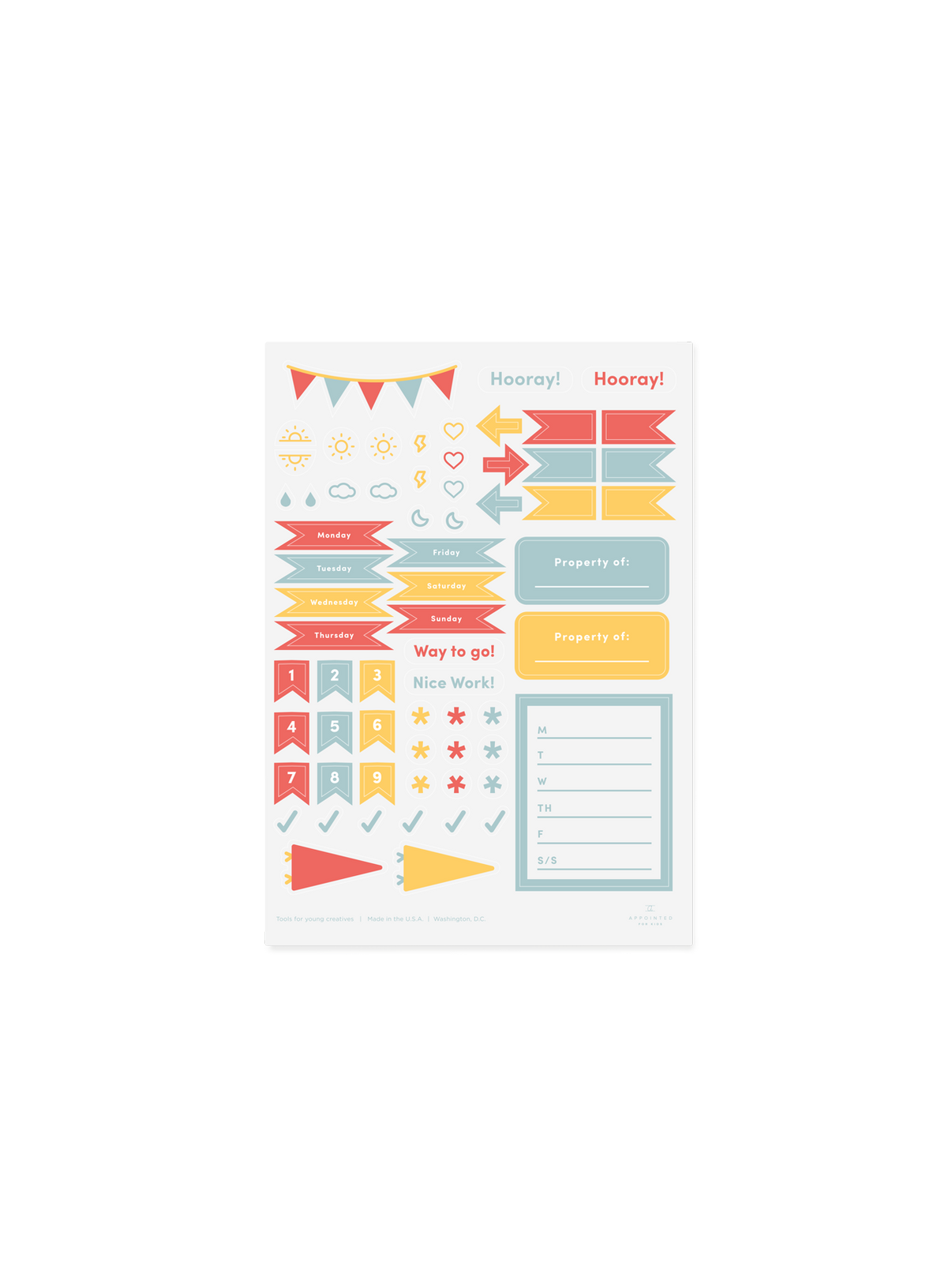 Appointed Kids Daily organization Sticker Set in multiple colors