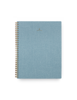 Appointed Notebook bookcloth with brass wire-o binding front view || Chambray Blue