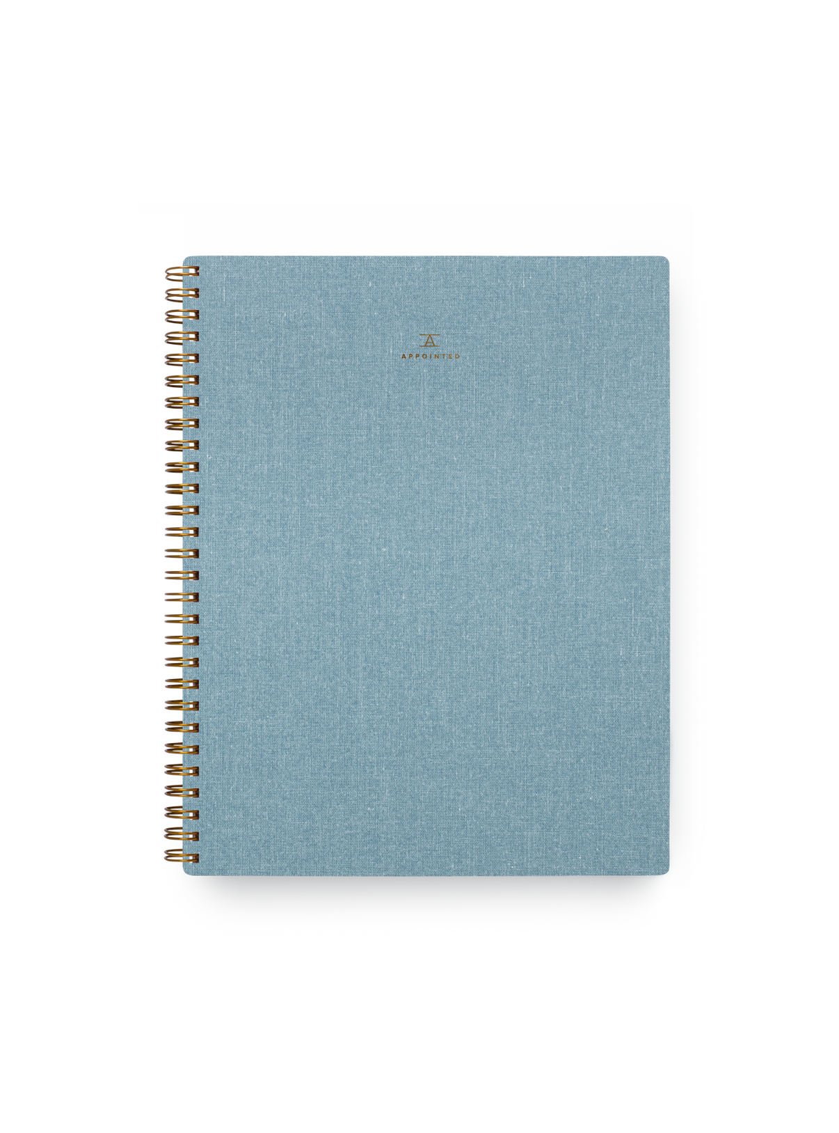 Appointed Notebook bookcloth with brass wire-o binding front view || Chambray Blue