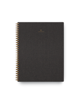 Appointed Notebook bookcloth with brass wire-o binding front view || Charcoal Gray