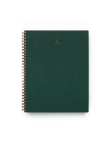 Appointed Notebook bookcloth with brass wire-o binding front view || Hunter Green