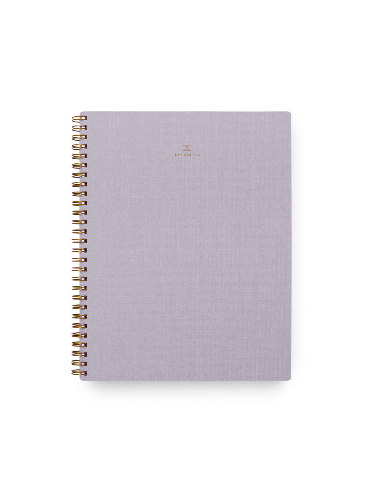 Appointed Notebook bookcloth with brass wire-o binding front view || Lavender Gray