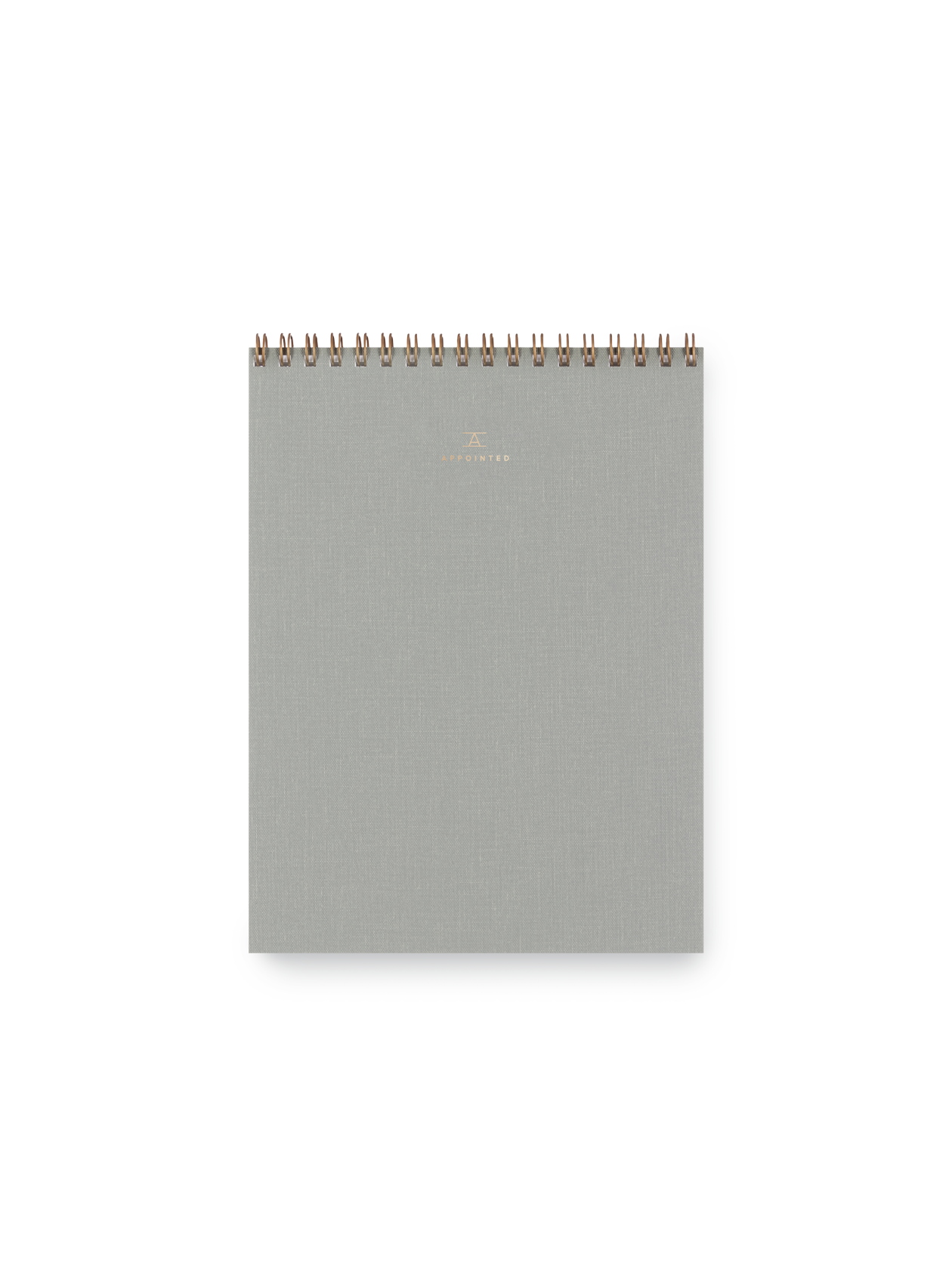 Appointed Office Notepad with gold foil details, bookcloth cover, and brass wire-o binding || Dove Gray