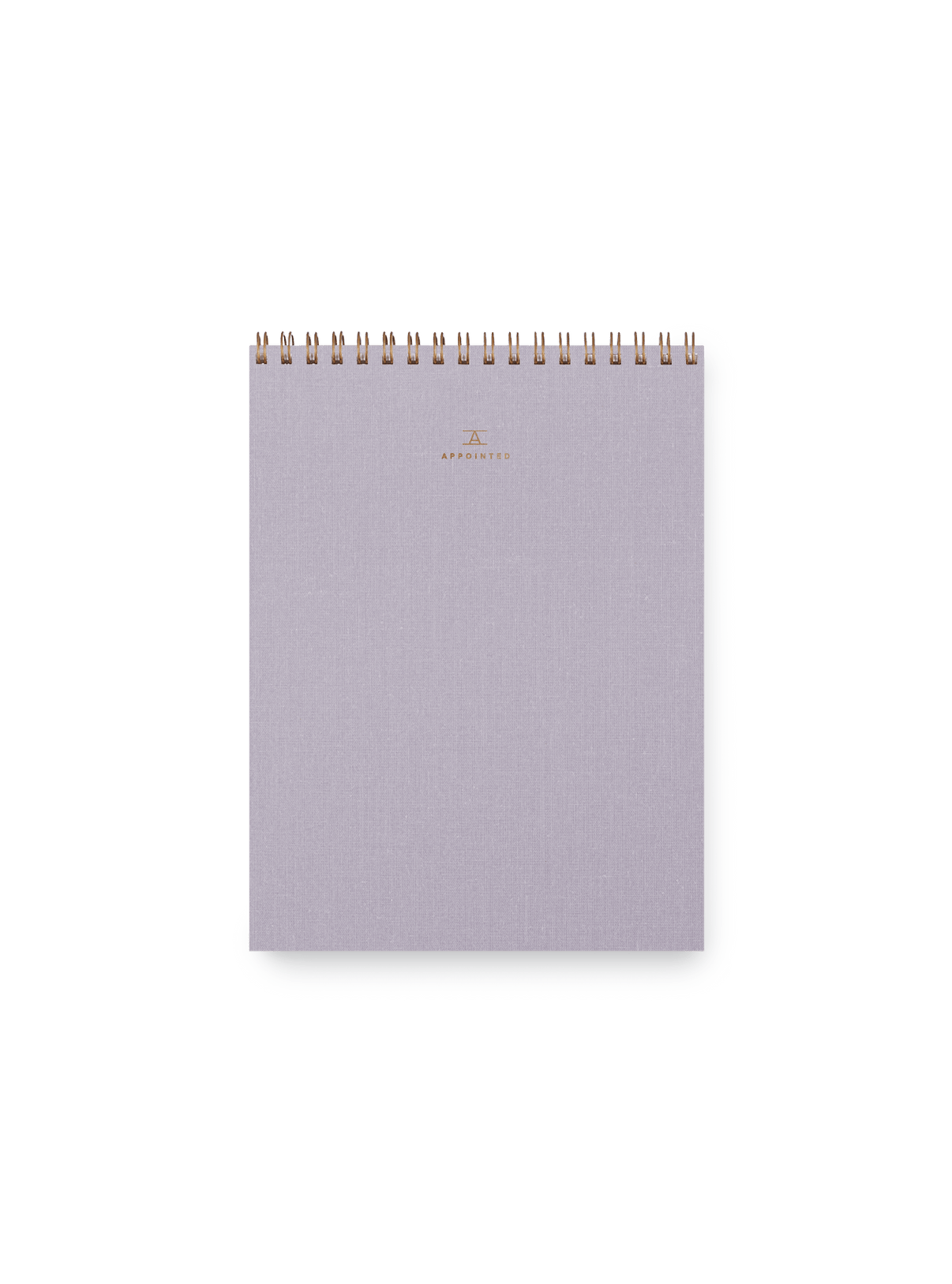Appointed Office Notepad with gold foil details, bookcloth cover, and brass wire-o binding || Lavender Gray