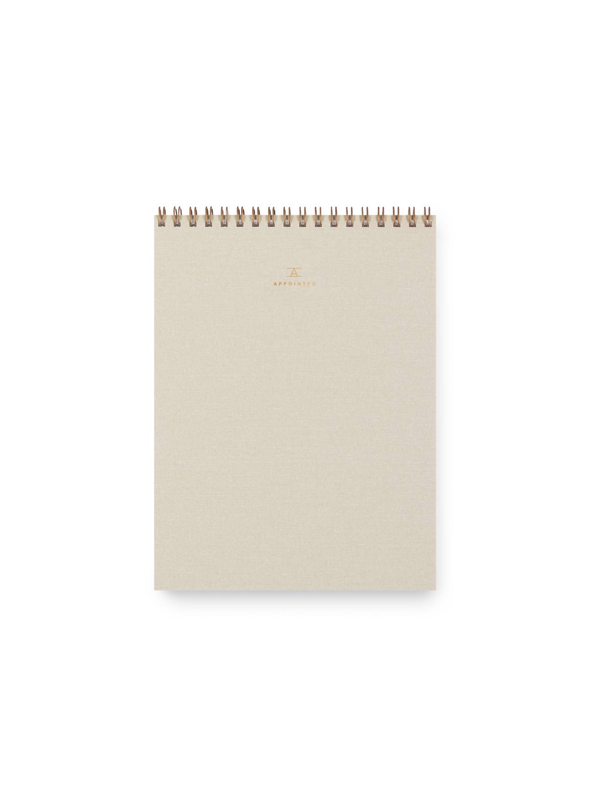 Appointed Office Notepad with gold foil details, bookcloth cover, and brass wire-o binding || Natural Linen