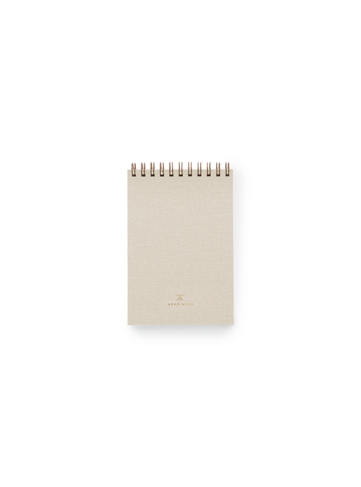 Appointed Pocket Notepad in bookcloth with brass wire-o binding front view || Natural Linen