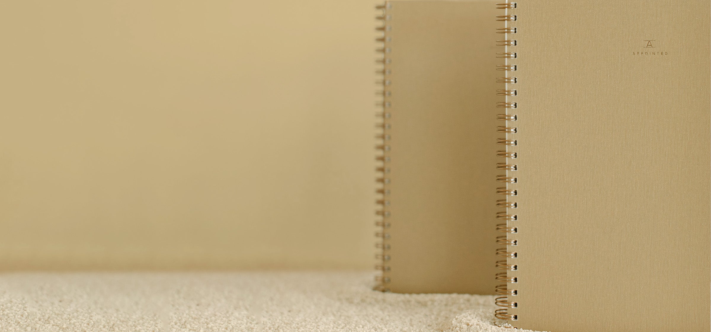 The Notebook in Dune sits agains a beige background with sand beneath.