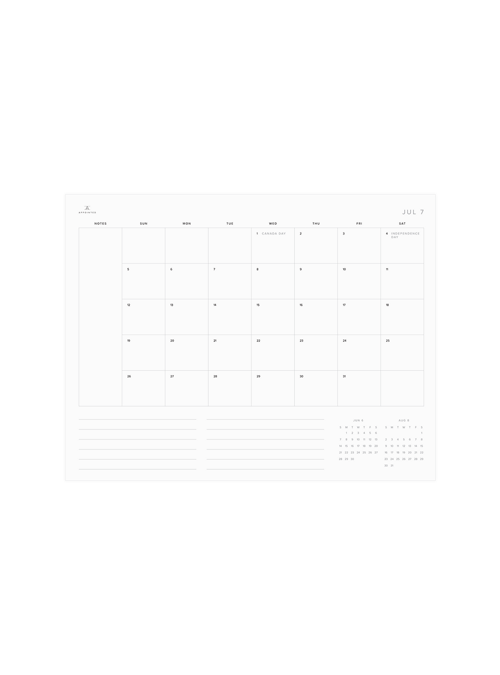 Month Planning (July - December 2026)