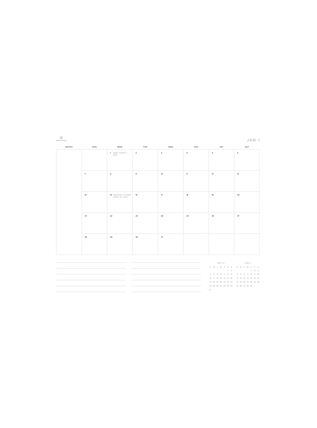 Month Planning (January 2024)