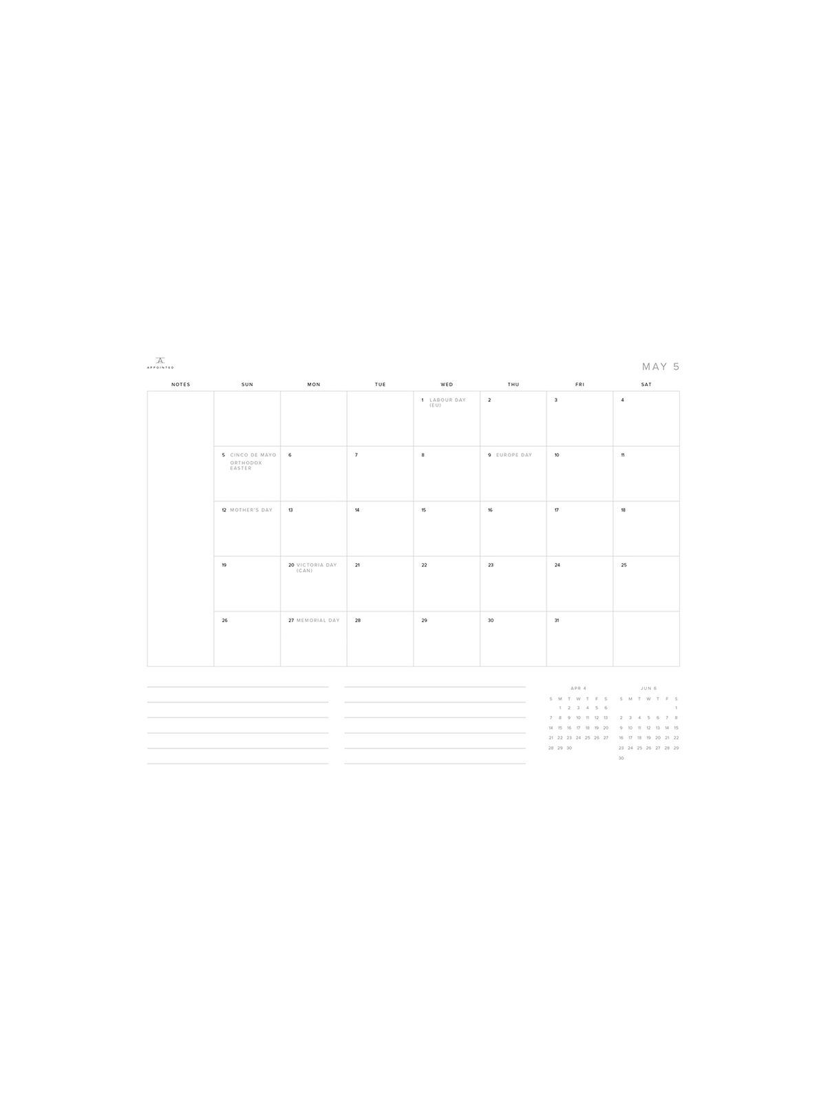 Month Planning (May 2024)