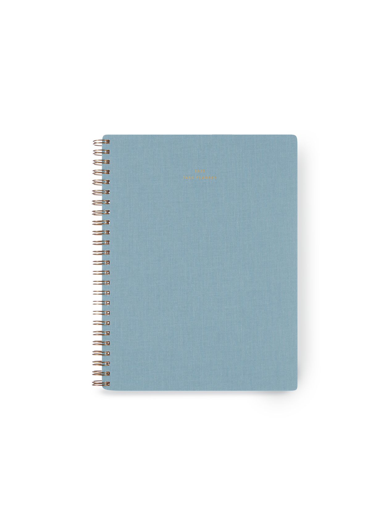 2025 Compact Task Planner in Chambray Blue bookcloth with brass wire-o binding front view || Chambray Blue