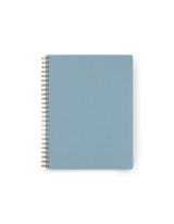 2025 Compact Task Planner in Chambray Blue bookcloth with brass wire-o binding front view || Chambray Blue