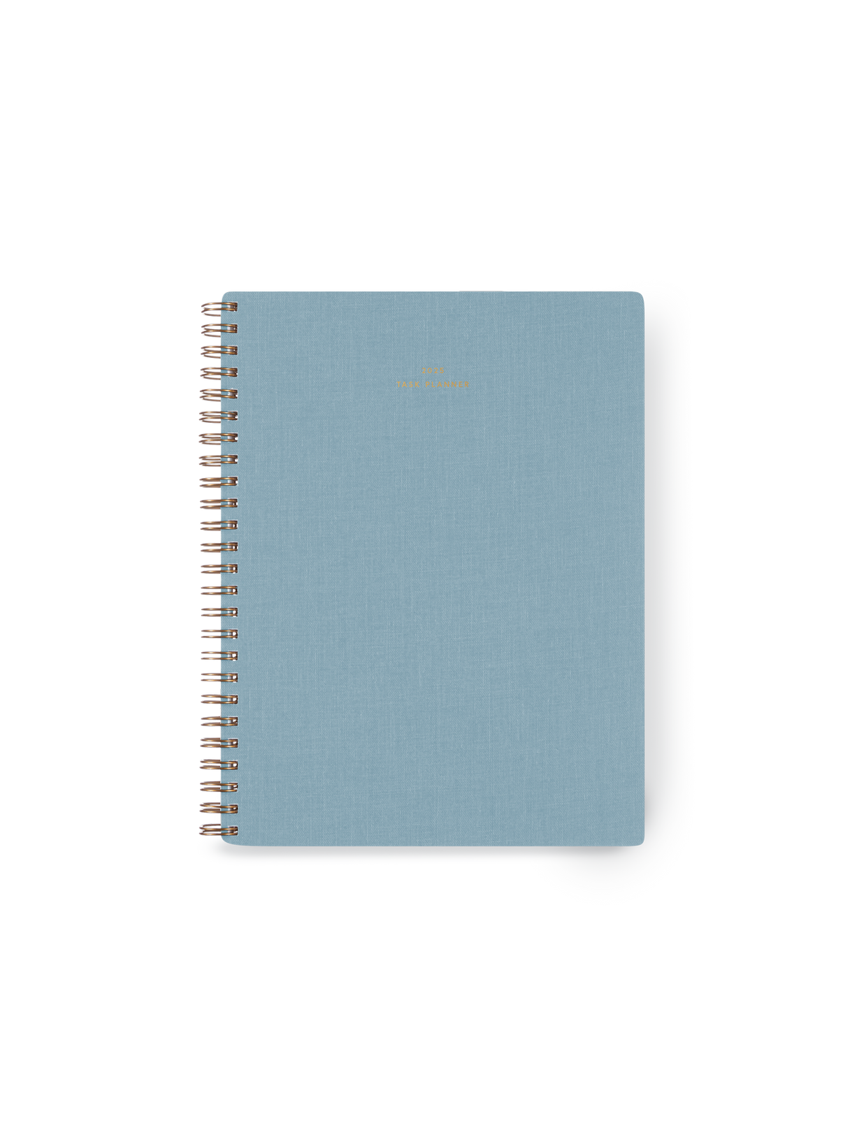 2025 Compact Task Planner in Chambray Blue bookcloth with brass wire-o binding front view || Chambray Blue