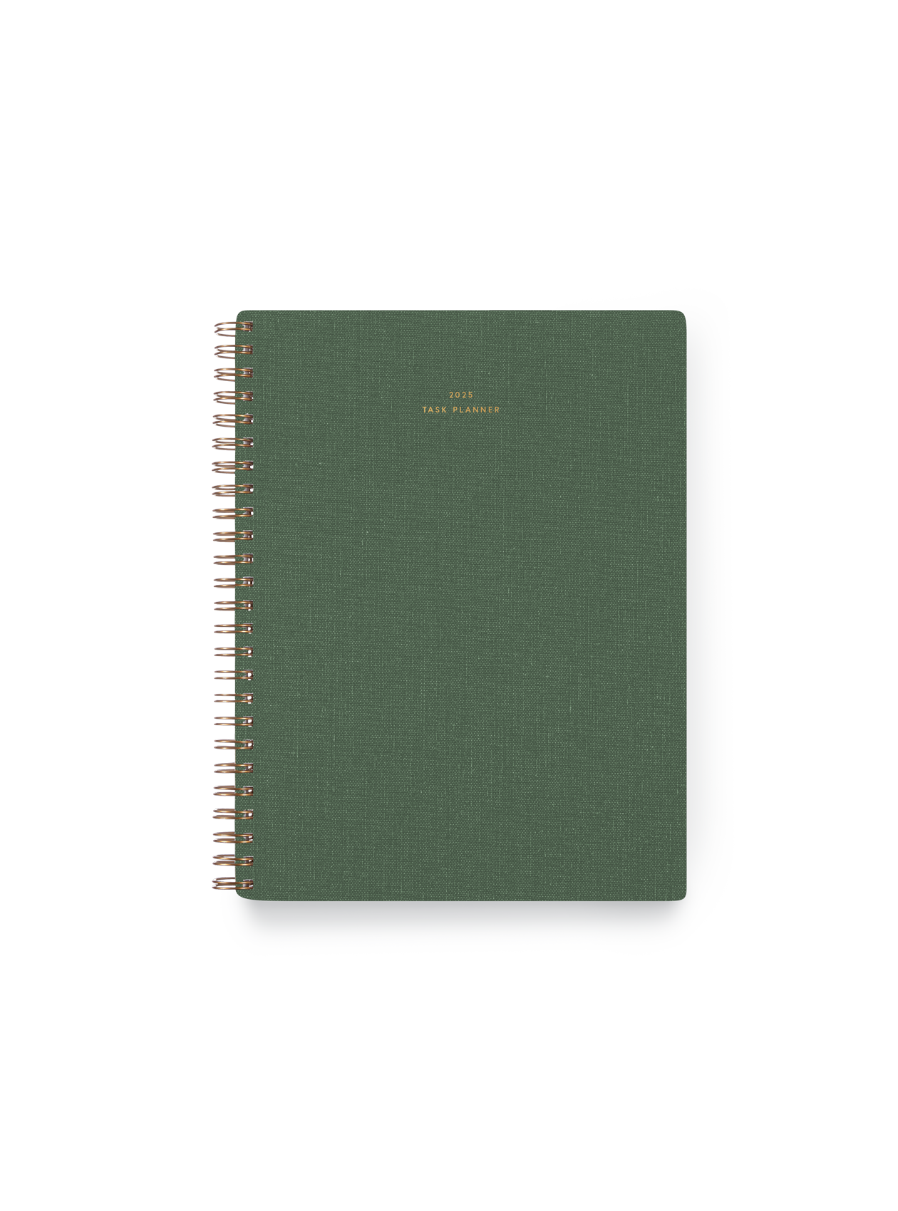 2025 Compact Task Planner in Fern Green bookcloth with brass wire-o binding front view || Fern Green