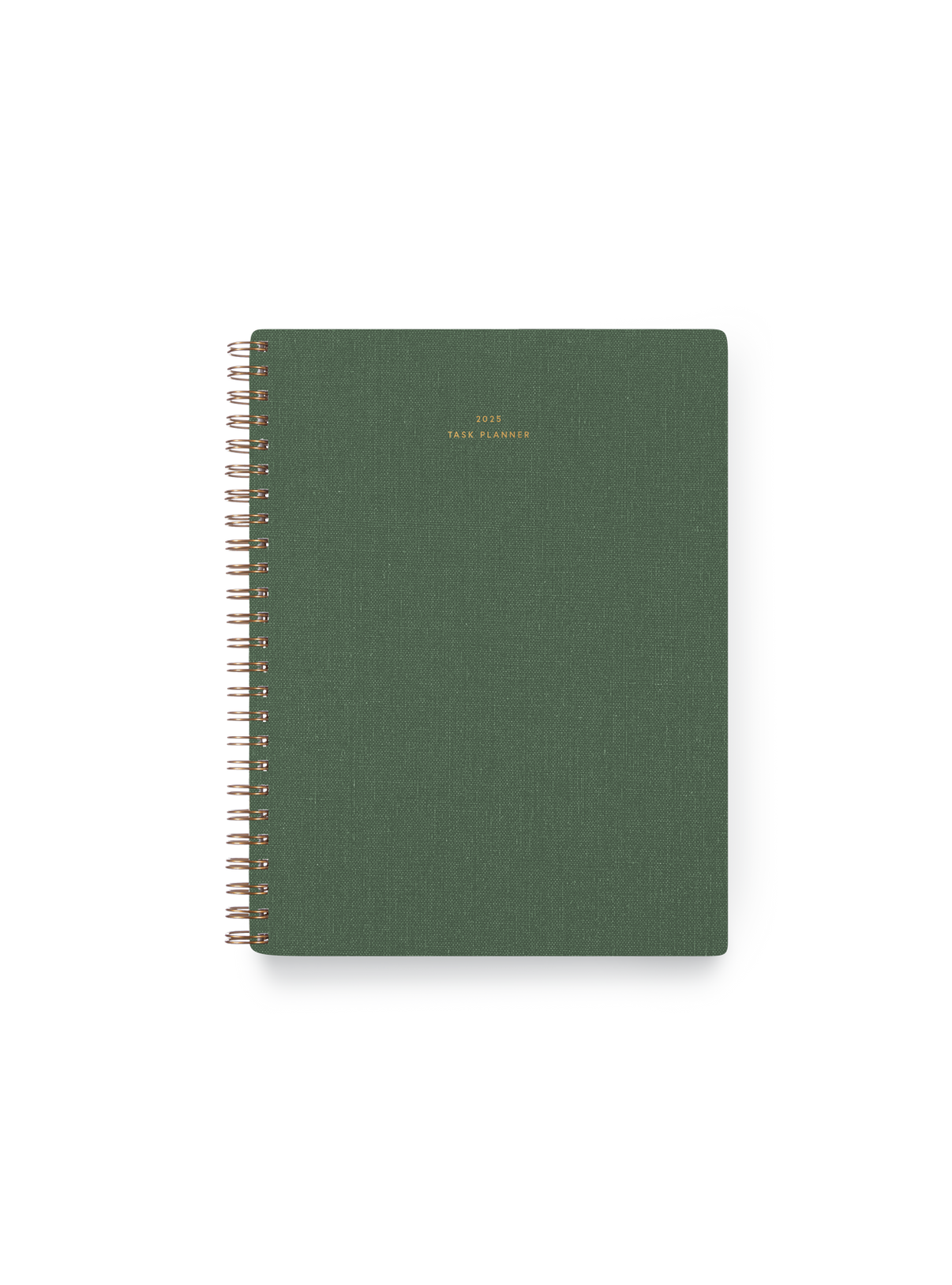 2025 Compact Task Planner in Fern Green bookcloth with brass wire-o binding front view || Fern Green