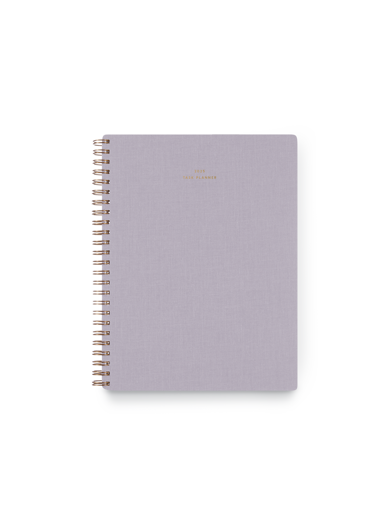 2025 Compact Task Planner in Lavender Gray bookcloth with brass wire-o binding front view || Lavender Gray