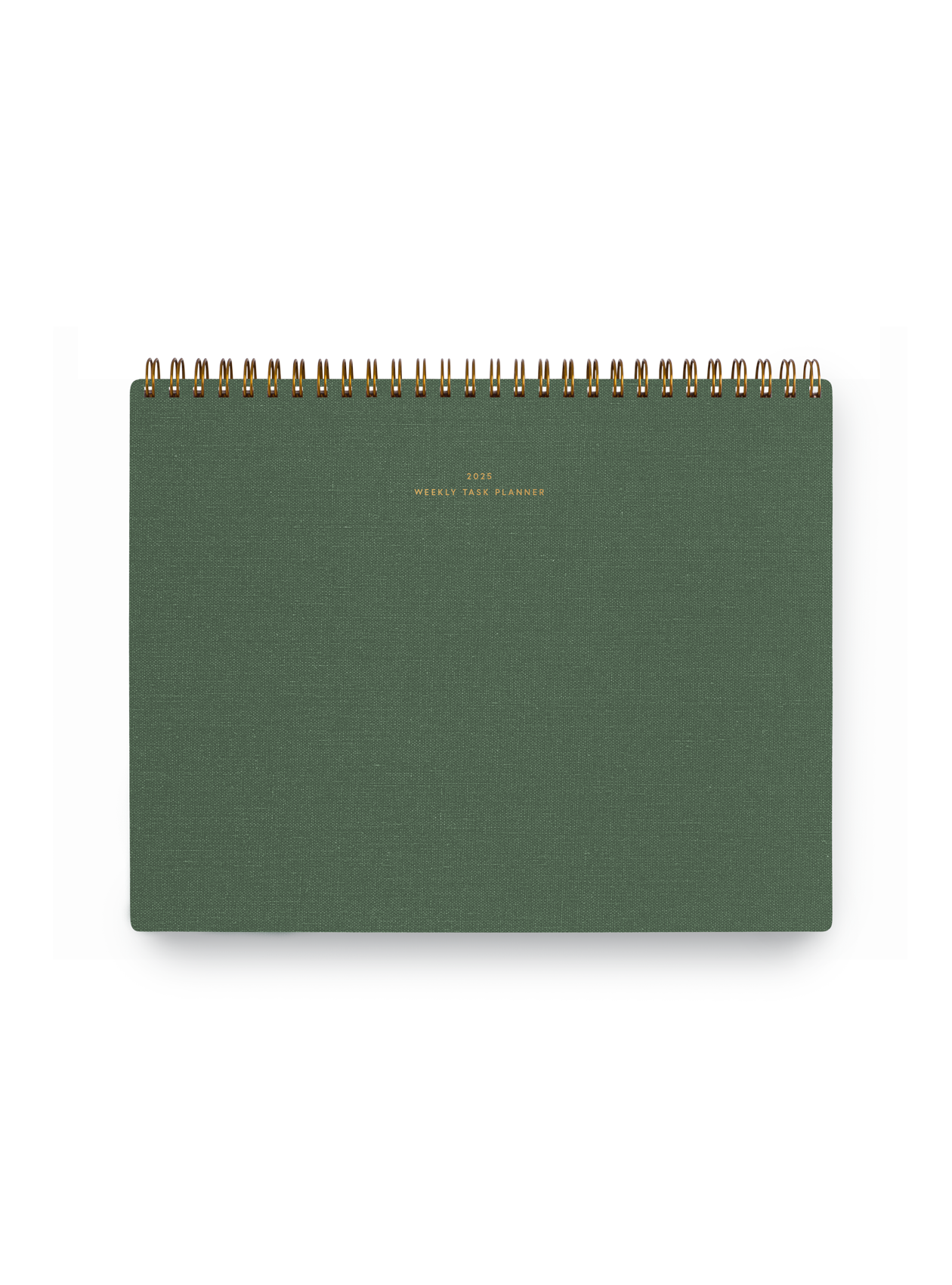 Appointed 2025 top-bound Weekly Task Planner with brass wire-o binding and gold foil details || Fern Green