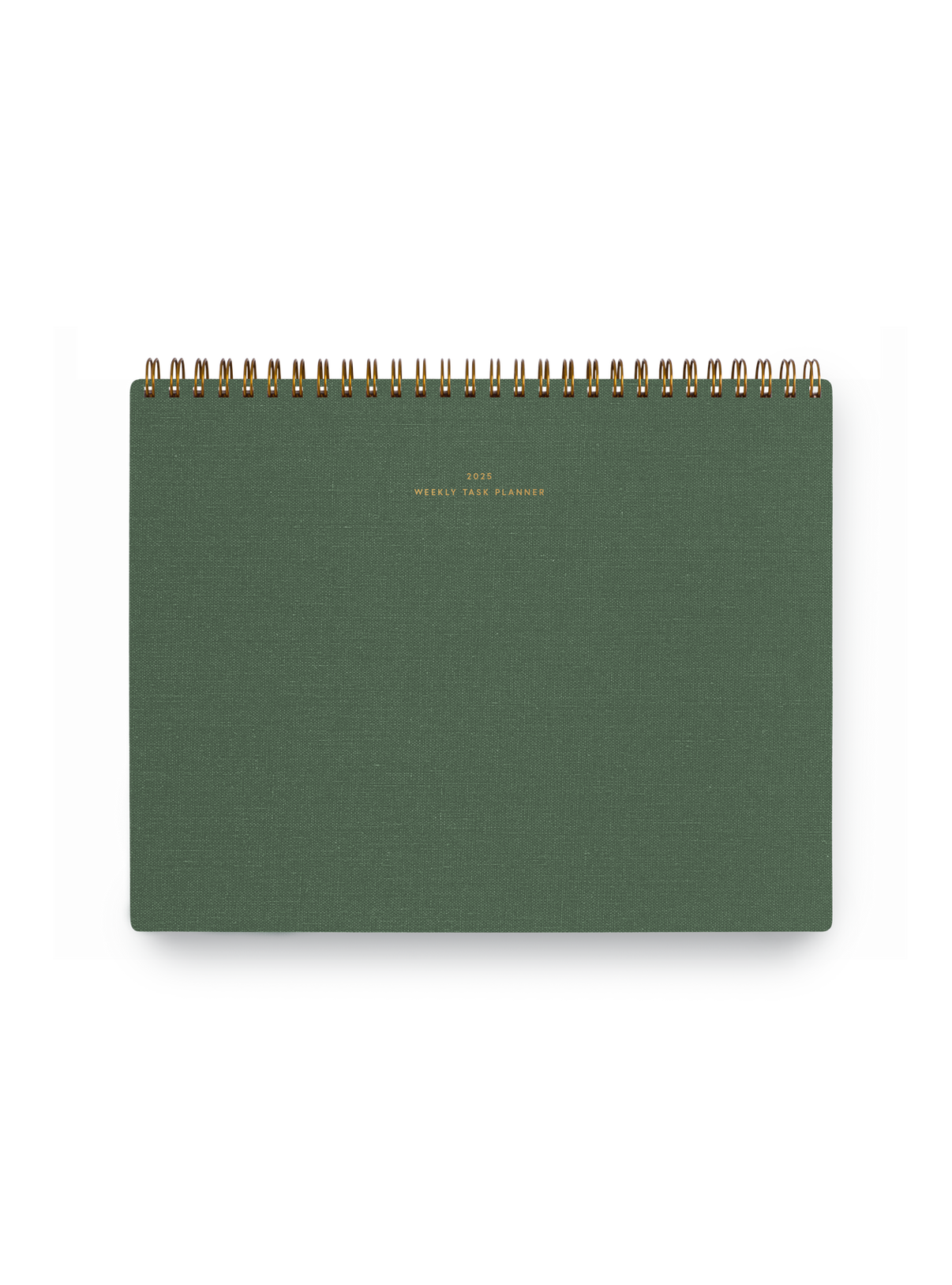 Appointed 2025 top-bound Weekly Task Planner with brass wire-o binding and gold foil details || Fern Green