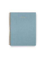 The Appointed 2025 Year Task Planner in Chambray Blue with brass wire-o binding, foil details, and textured bookcloth covers || Chambray Blue