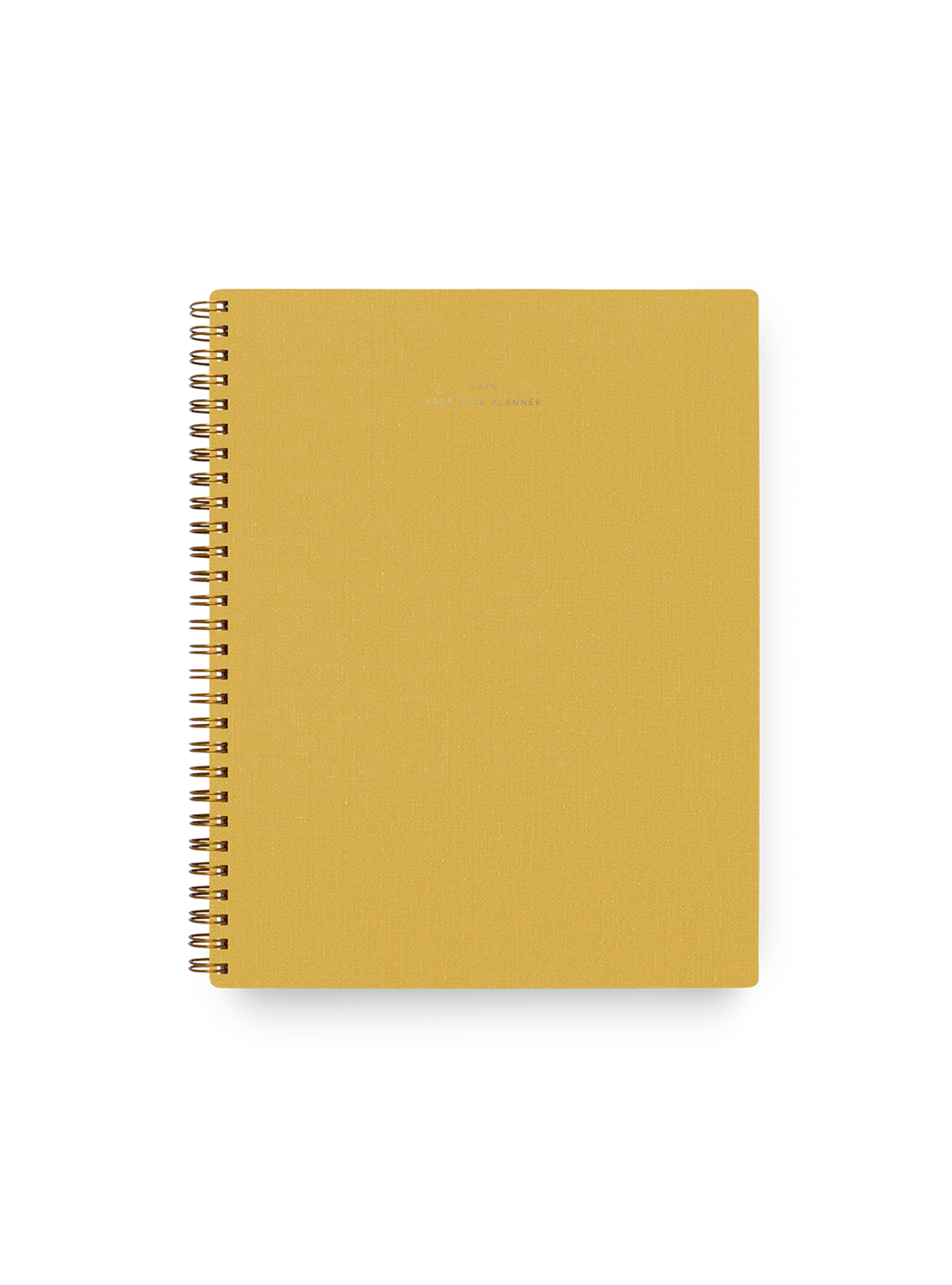 The Appointed 2025 Year Task Planner in Cobalt Yellow with brass wire-o binding, foil details, and textured bookcloth covers || Cobalt Yellow