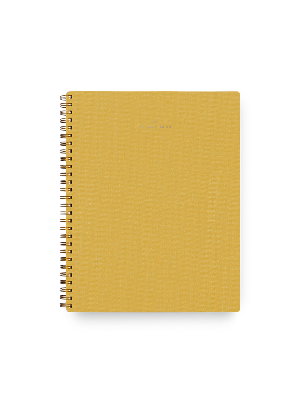 The Appointed 2025 Year Task Planner in Cobalt Yellow with brass wire-o binding, foil details, and textured bookcloth covers || Cobalt Yellow