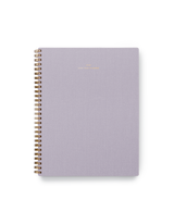 The Appointed 2025 Year Task Planner in Lavender Gray with brass wire-o binding, foil details, and textured bookcloth covers || Lavender Gray