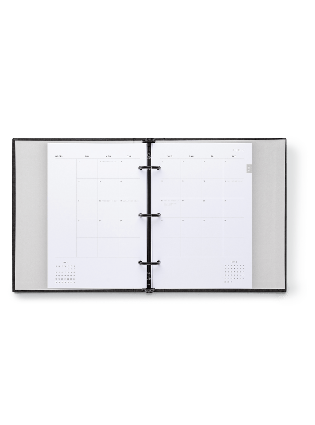 Compact Binder Planner interior month spread view