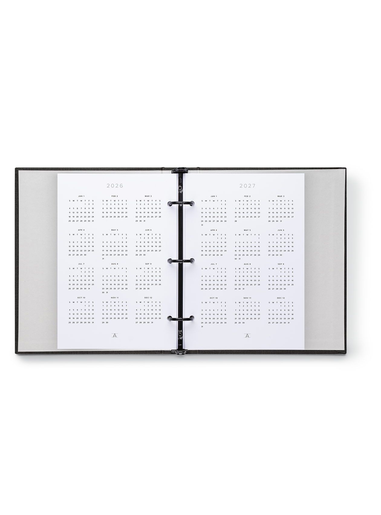 Compact Binder Planner interior year spread view