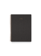 2026 Compact Task Planner in Charcoal Gray bookcloth with brass wire-o binding front view || Charcoal Gray