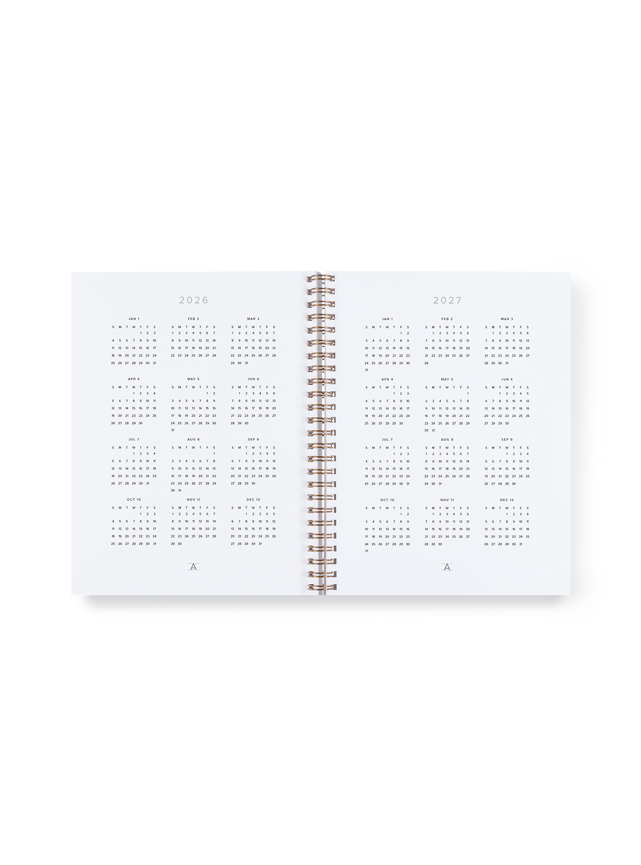 Compact Task Planner interior year spread