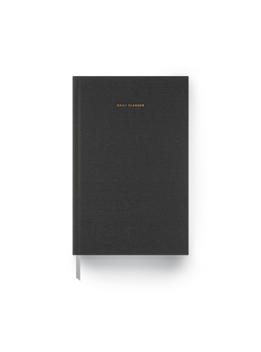 The Appointed 2026 Daily Planner in Charcoal Gray with casebound hardcover and gold foil details || Charcoal Gray