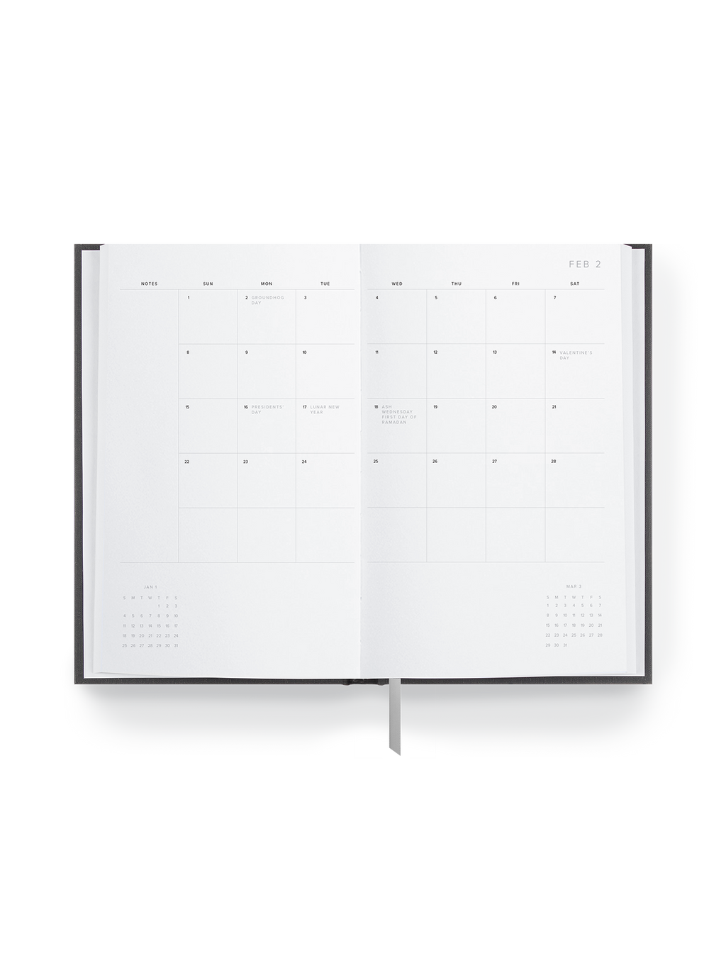 2026 Daily Planner Interior monthly overview