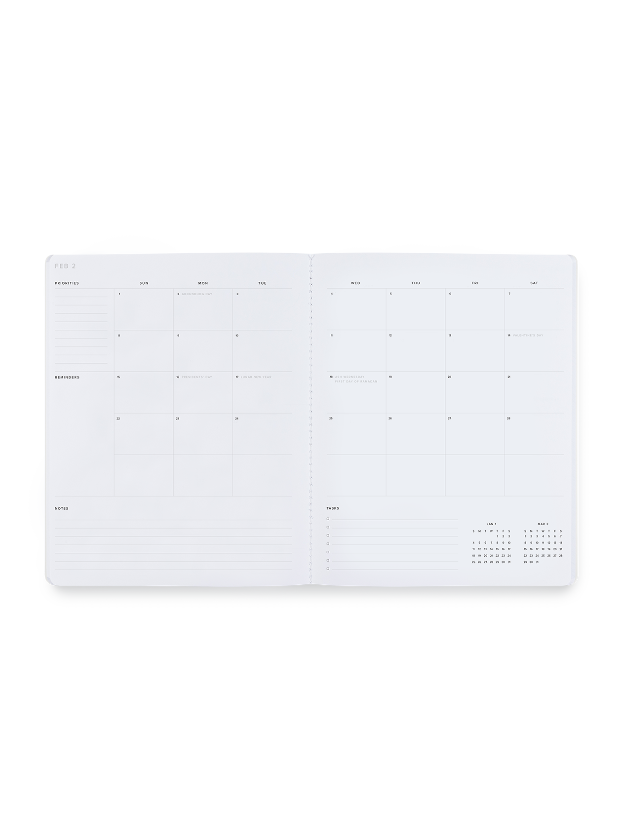 2026 Monthly Planner interior month view