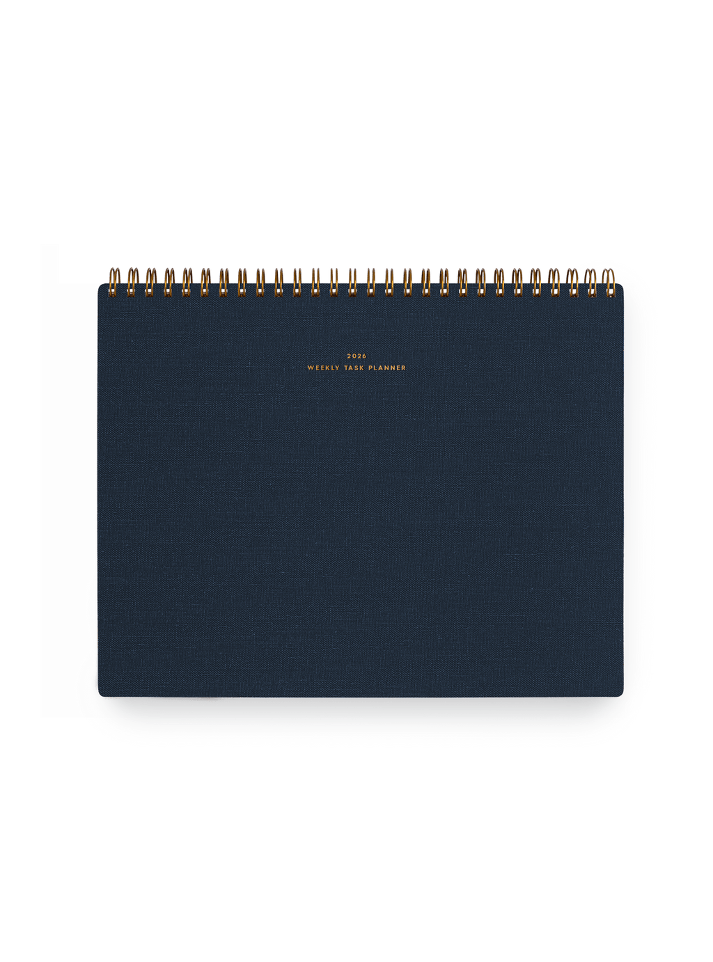 Appointed 2026 top-bound Weekly Task Planner with brass wire-o binding and gold foil details || Oxford Blue