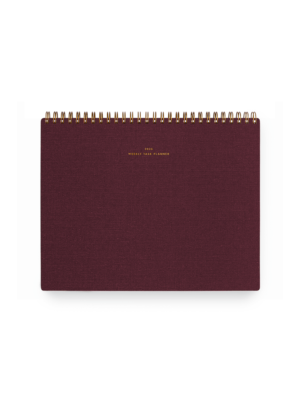 Appointed 2026 top-bound Weekly Task Planner with brass wire-o binding and gold foil details || Pomegranate
