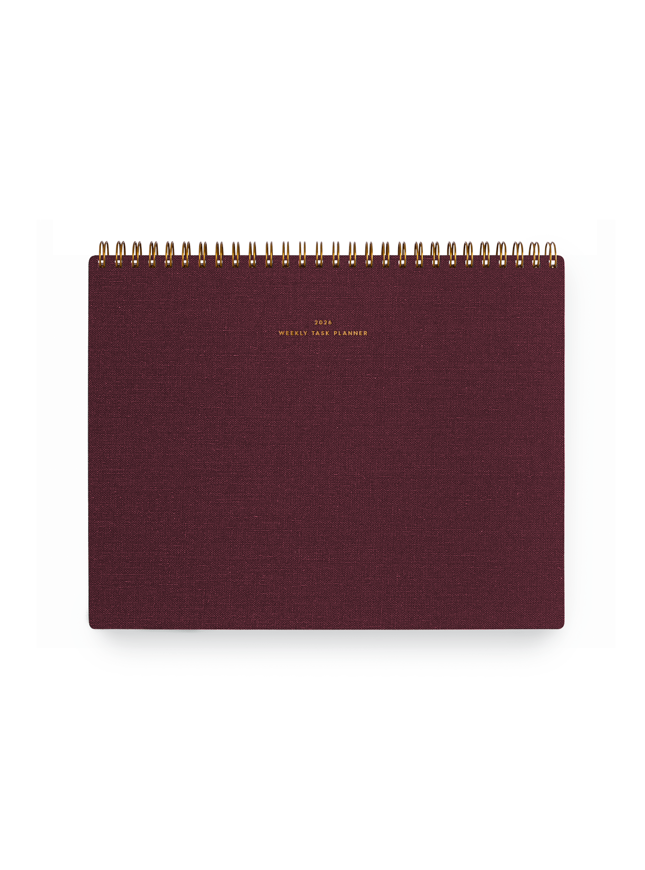 Appointed 2026 top-bound Weekly Task Planner with brass wire-o binding and gold foil details || Pomegranate