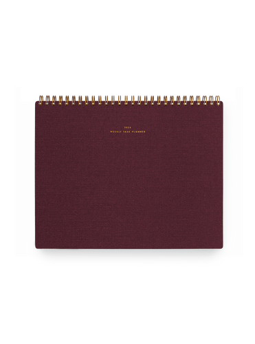 Appointed 2026 top-bound Weekly Task Planner with brass wire-o binding and gold foil details || Pomegranate
