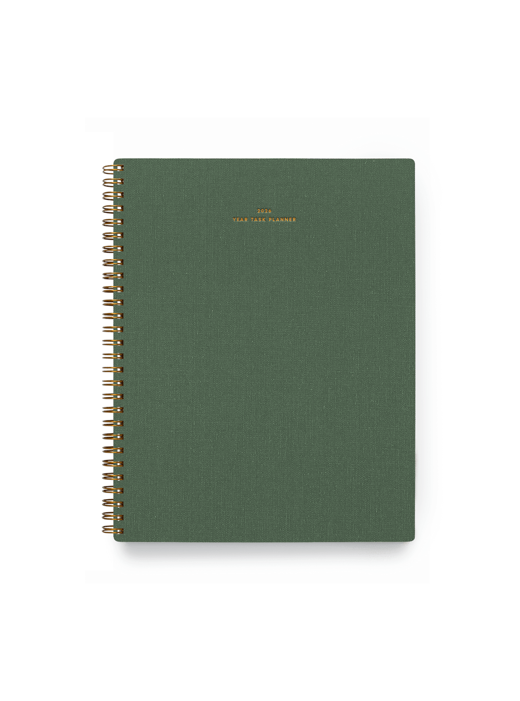 2026 Year Task Planner in Fern Green bookcloth with brass wire-o binding front view || Fern Green