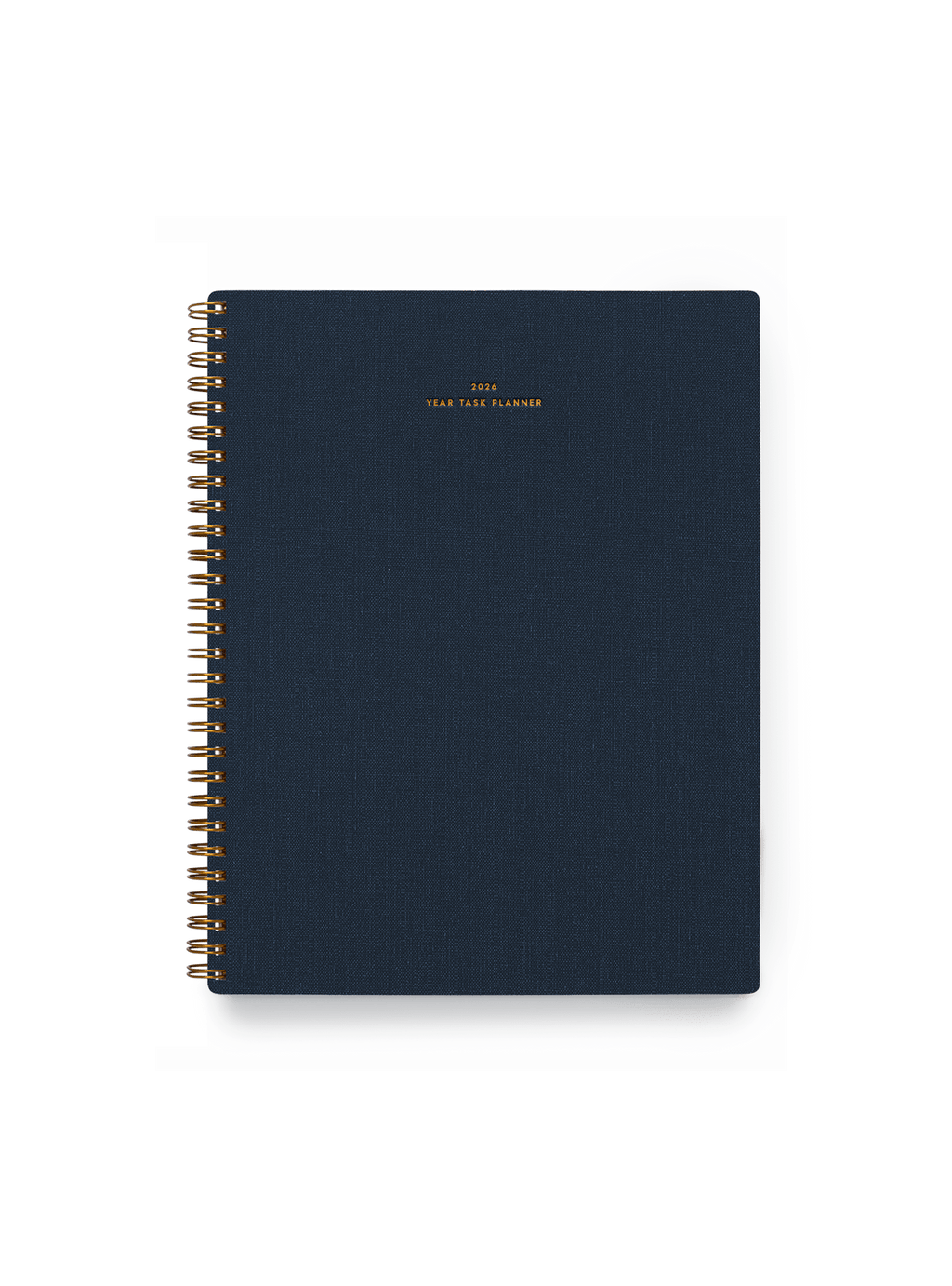 2026 Year Task Planner in Oxford Blue bookcloth with brass wire-o binding front view || Oxford Blue