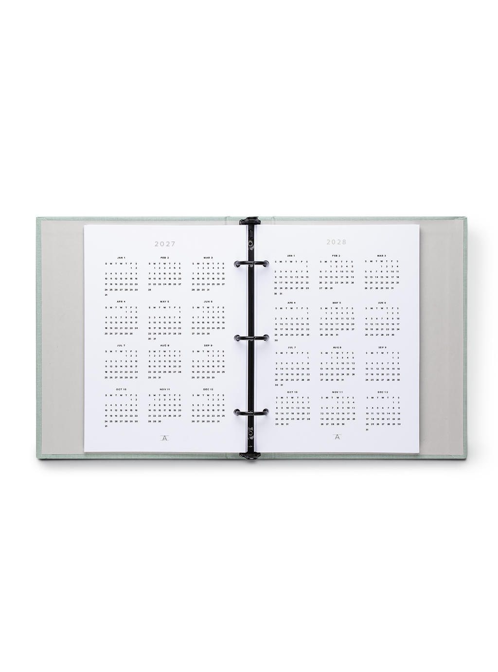 Compact Binder Planner interior year overview spread view