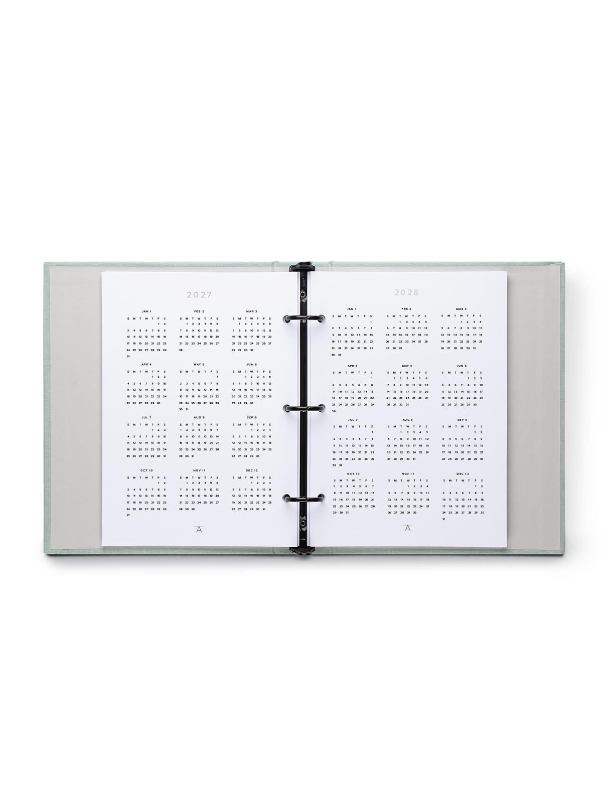 Compact Binder Planner interior year overview spread view